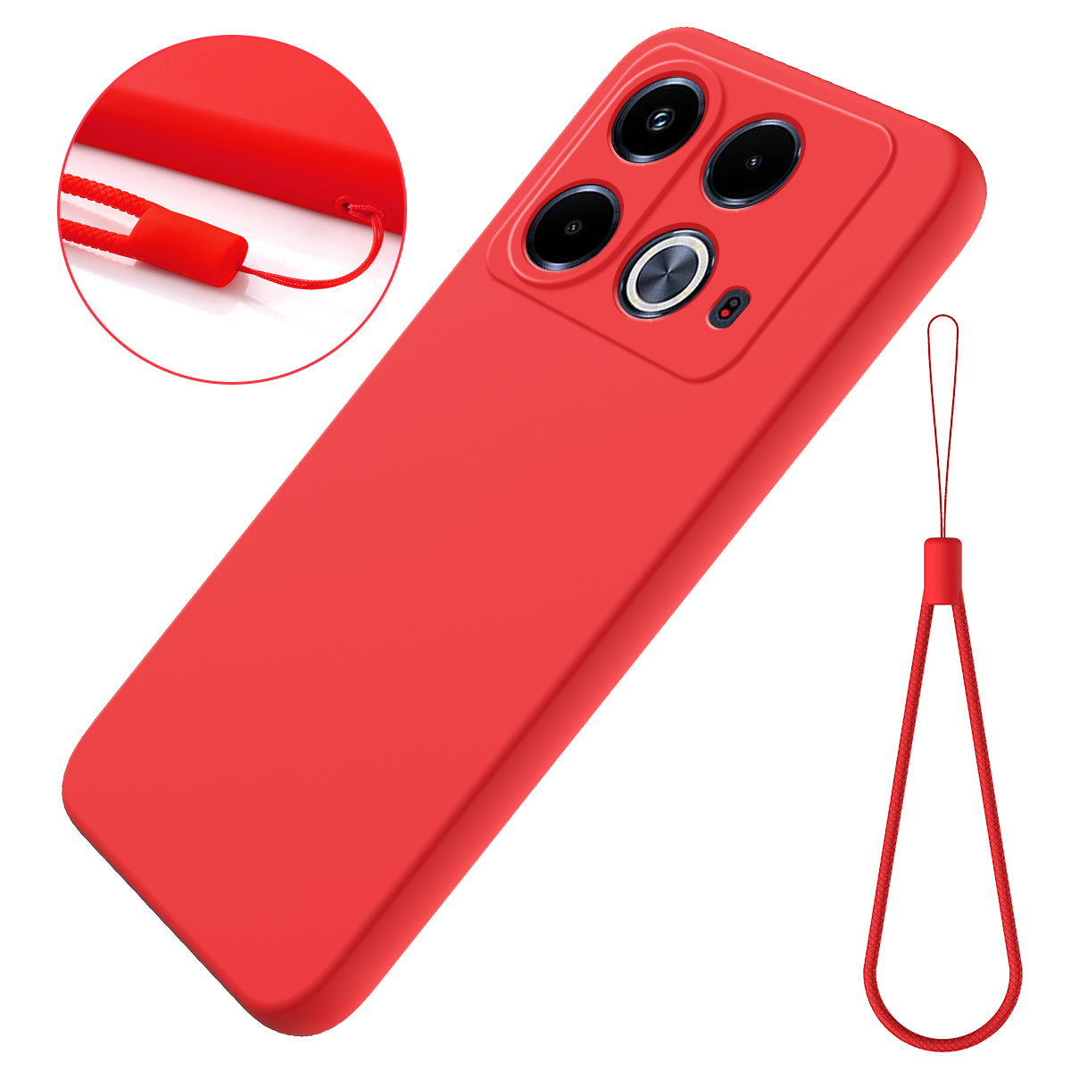 For Transsion Infinix Note 40 Case Anti-scratch Liquid Silicone Phone Cover with Hand Strap