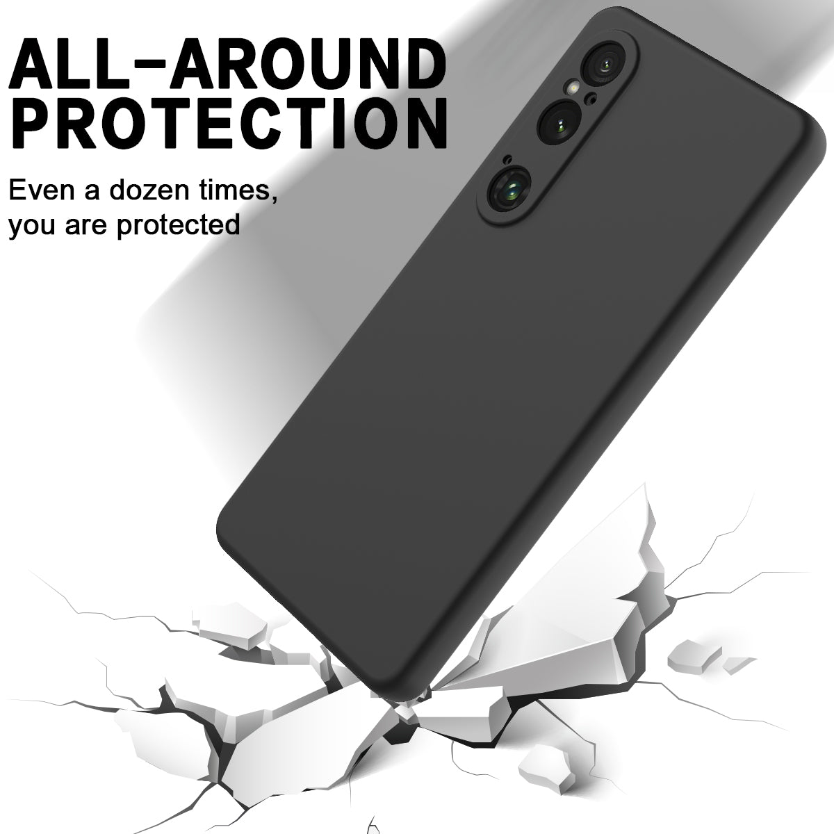 For Sony Xperia 1 VI Case Liquid Silicone Lining Cushion Drop Protection Phone Cover with Strap