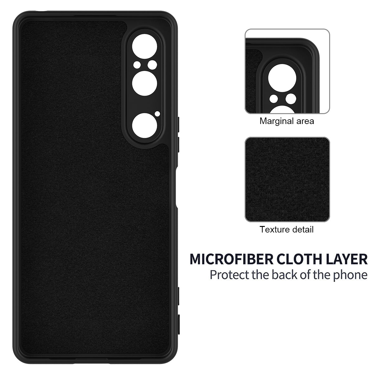 For Sony Xperia 1 VI Case Liquid Silicone Lining Cushion Drop Protection Phone Cover with Strap