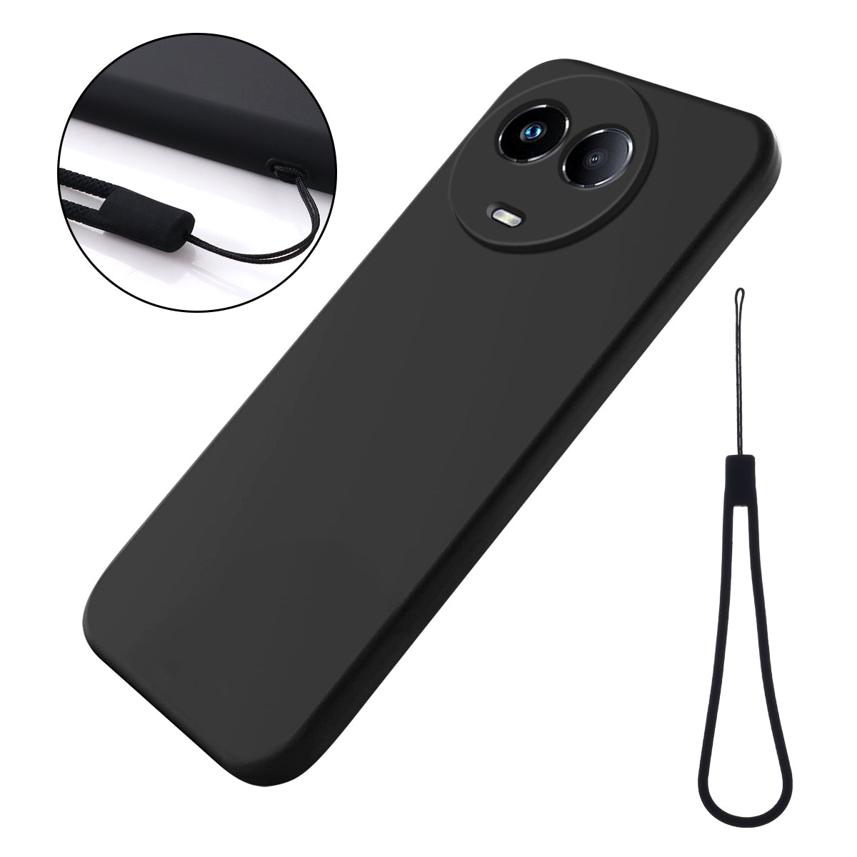 For Realme C67 5G Phone Case Liquid Silicone Back Cover with Wrist Strap