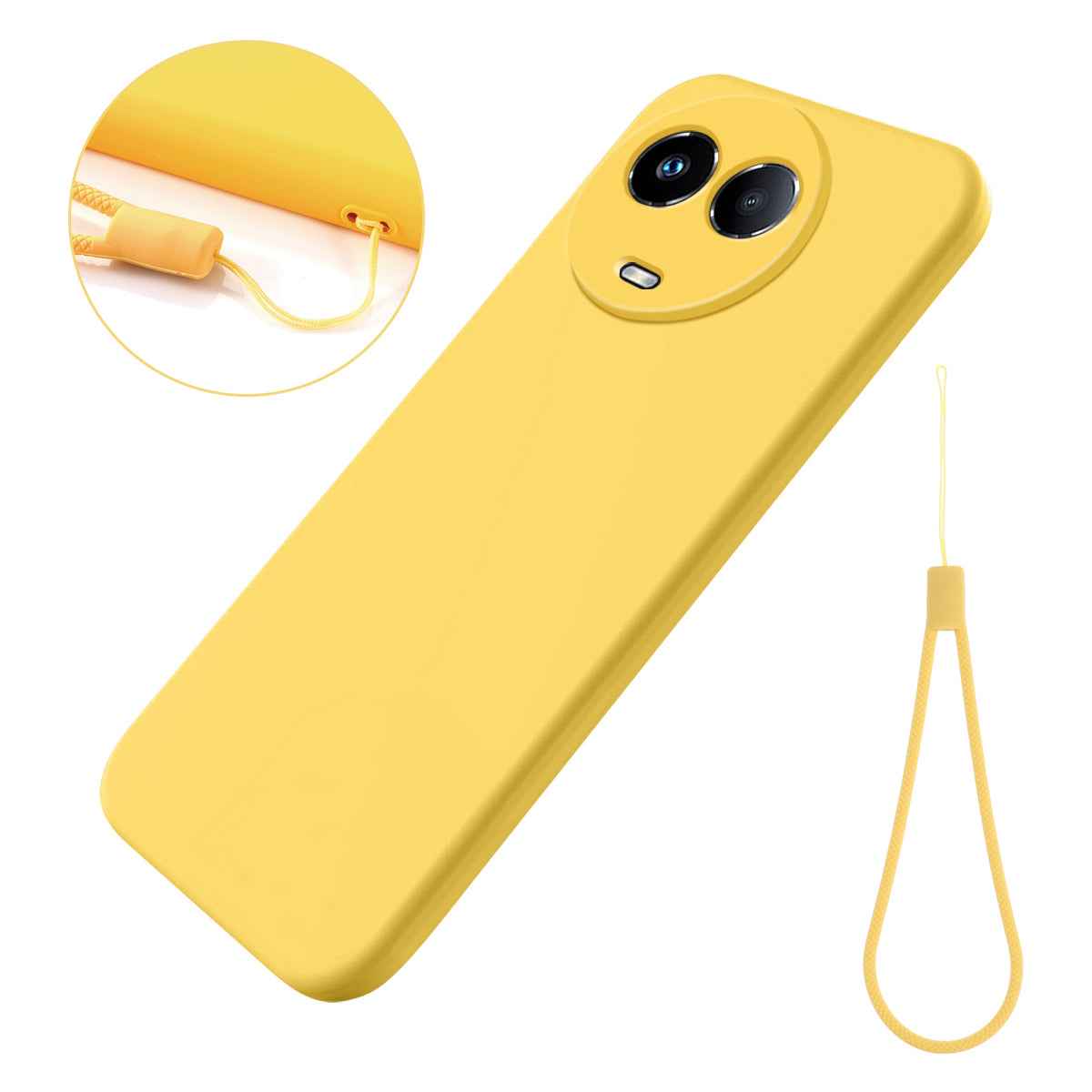 For Realme C67 5G Phone Case Liquid Silicone Back Cover with Wrist Strap