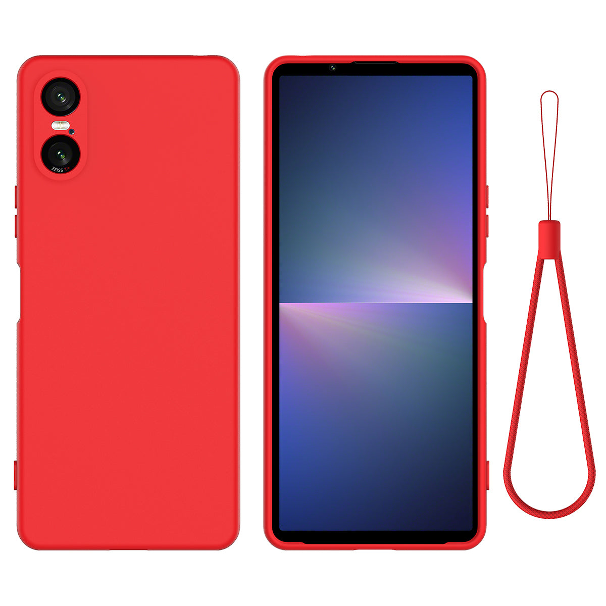 For Sony Xperia 5 VI Protective Case Liquid Silicone Drop-resistant Phone Cover with Hand Strap