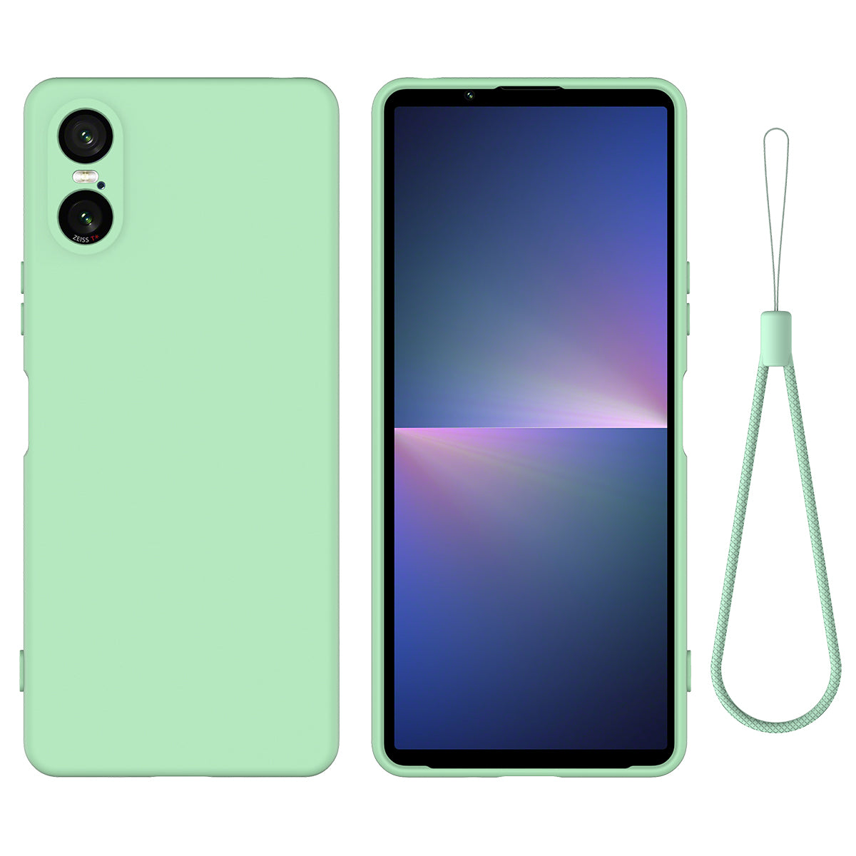 For Sony Xperia 5 VI Protective Case Liquid Silicone Drop-resistant Phone Cover with Hand Strap