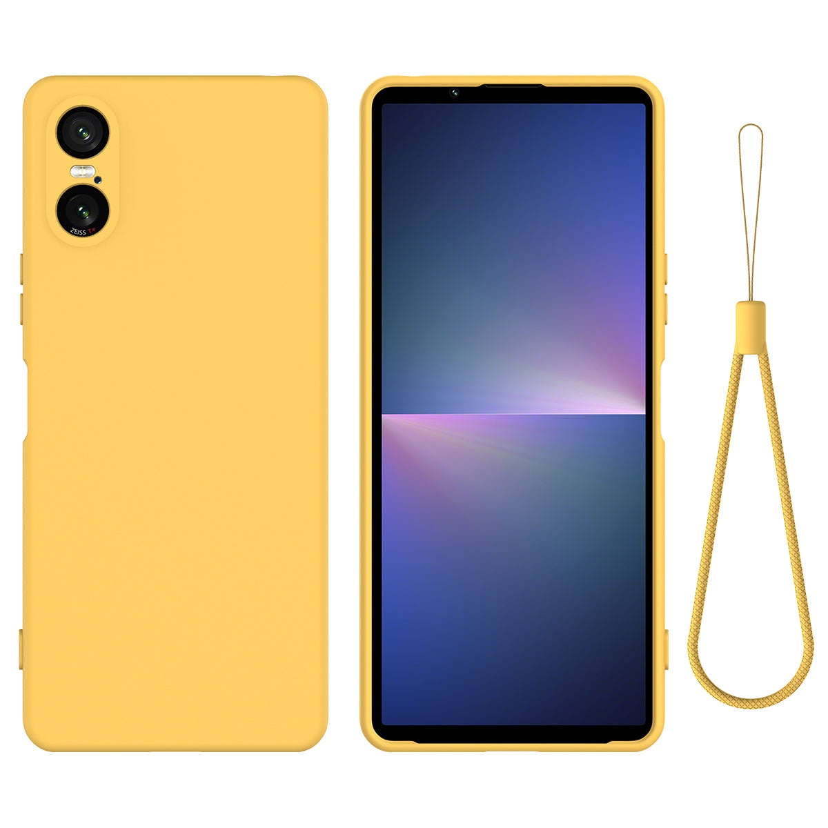 For Sony Xperia 5 VI Protective Case Liquid Silicone Drop-resistant Phone Cover with Hand Strap