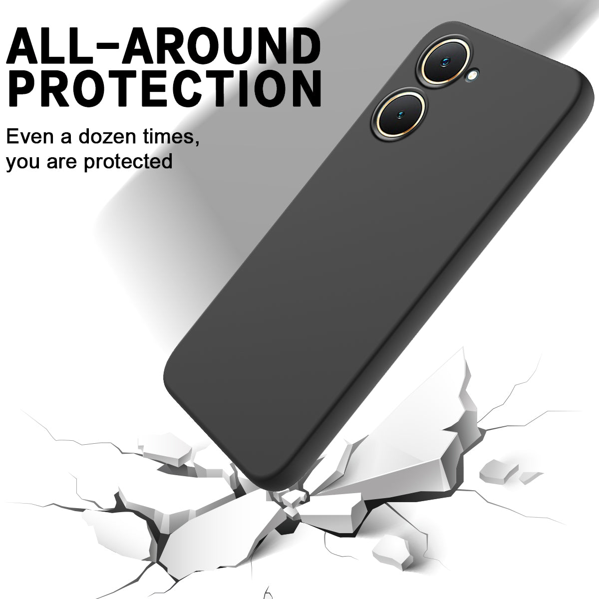 For vivo Y03 Phone Cover Liquid Silicone Drop-resistant Protective Case with Hand Strap