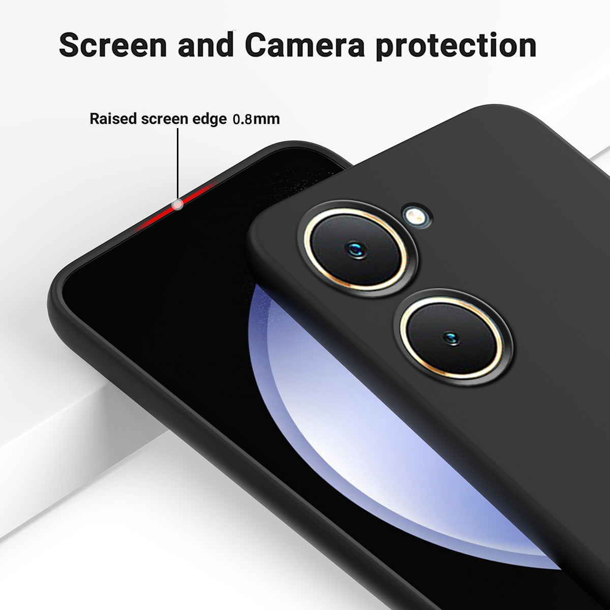 For vivo Y03 Phone Cover Liquid Silicone Drop-resistant Protective Case with Hand Strap