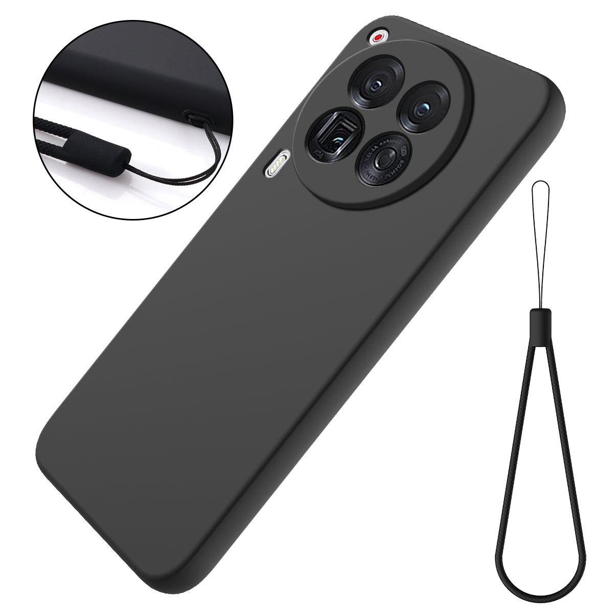 For Transsion Tecno Camon 30 Premier 5G Case Liquid Silicone Anti-fall Phone Cover with Hand Strap