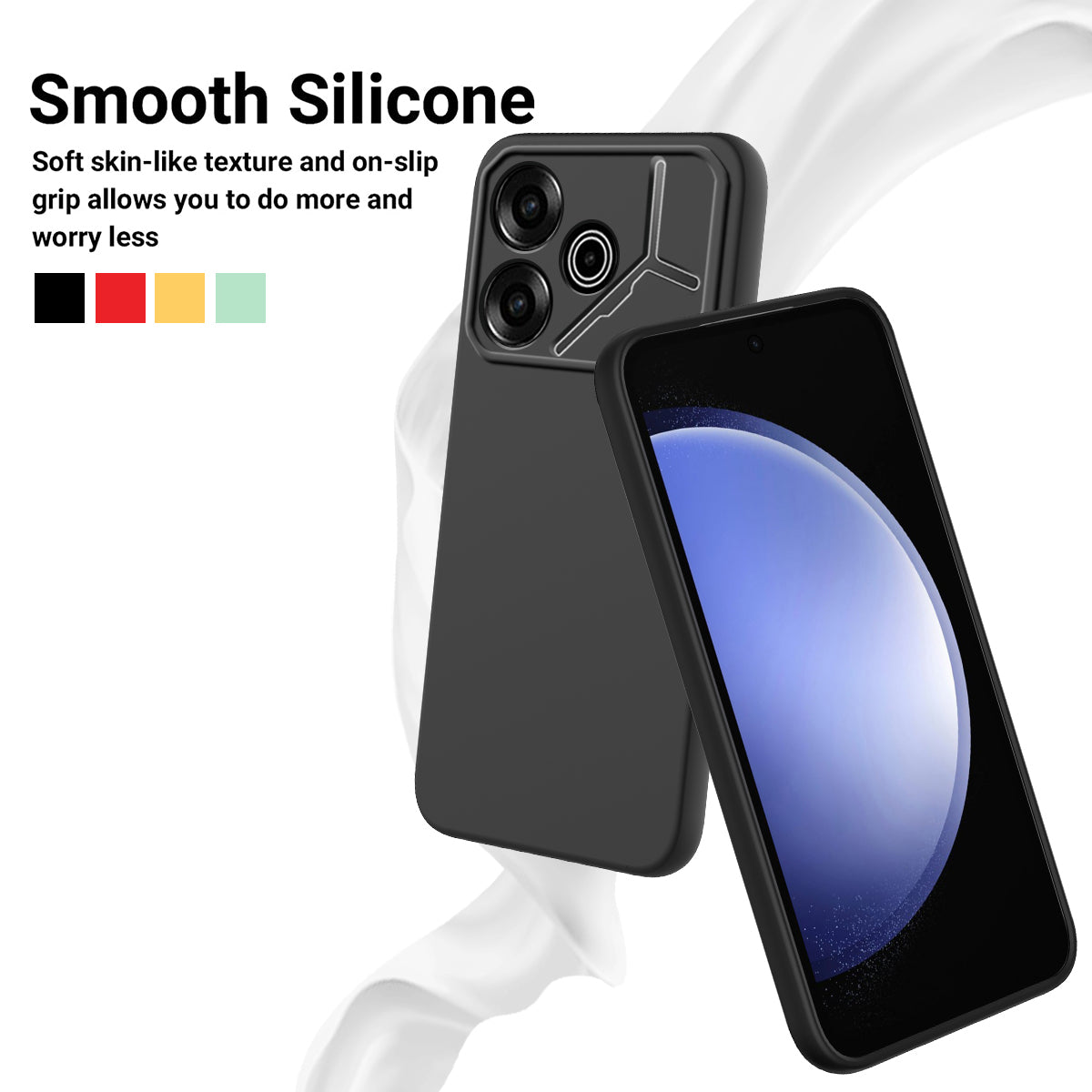 For Transsion Tecno Pova 6 5G Case Soft Liquid Silicone Phone Back Cover with Lanyard