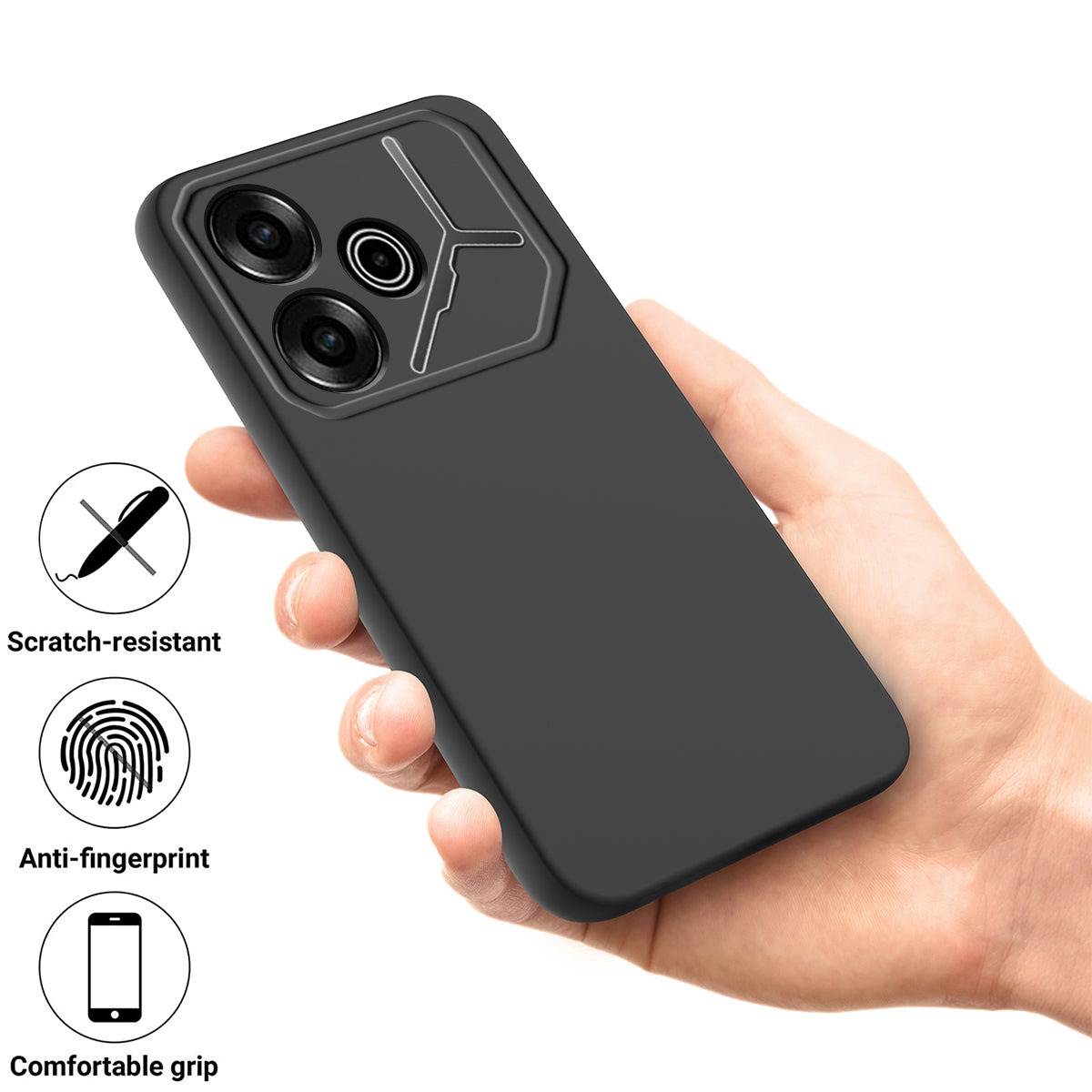 For Transsion Tecno Pova 6 5G Case Soft Liquid Silicone Phone Back Cover with Lanyard