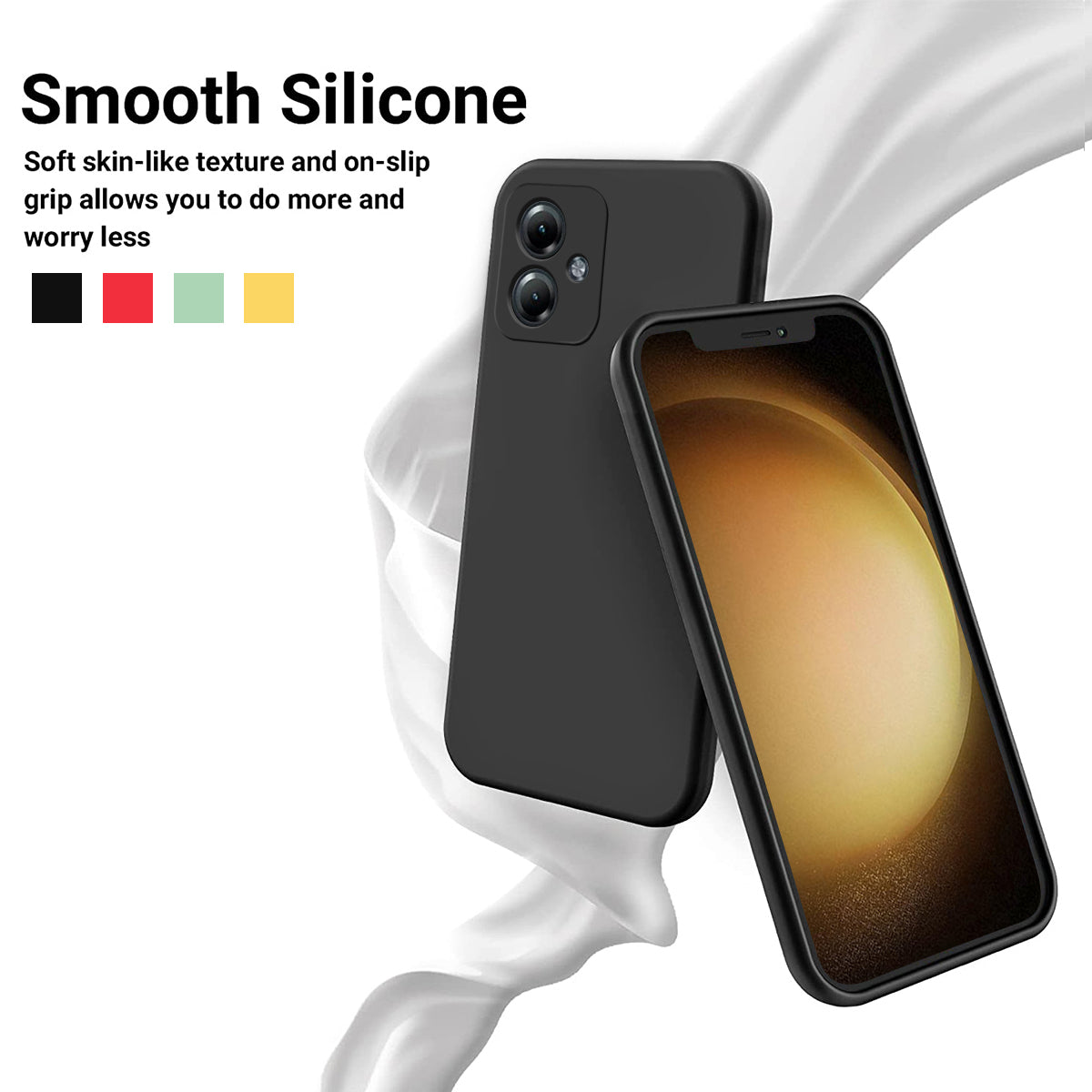 For Motorola Moto G64 5G Phone Case Liquid Silicone Drop-proof Phone Cover with Wrist Strap