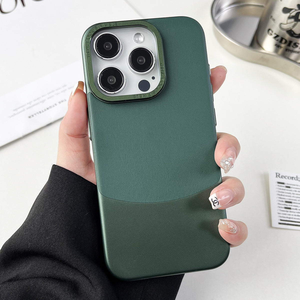 For iPhone 12 Pro Max Shockproof Case Nappa Texture PU+PC Slim Phone Cover