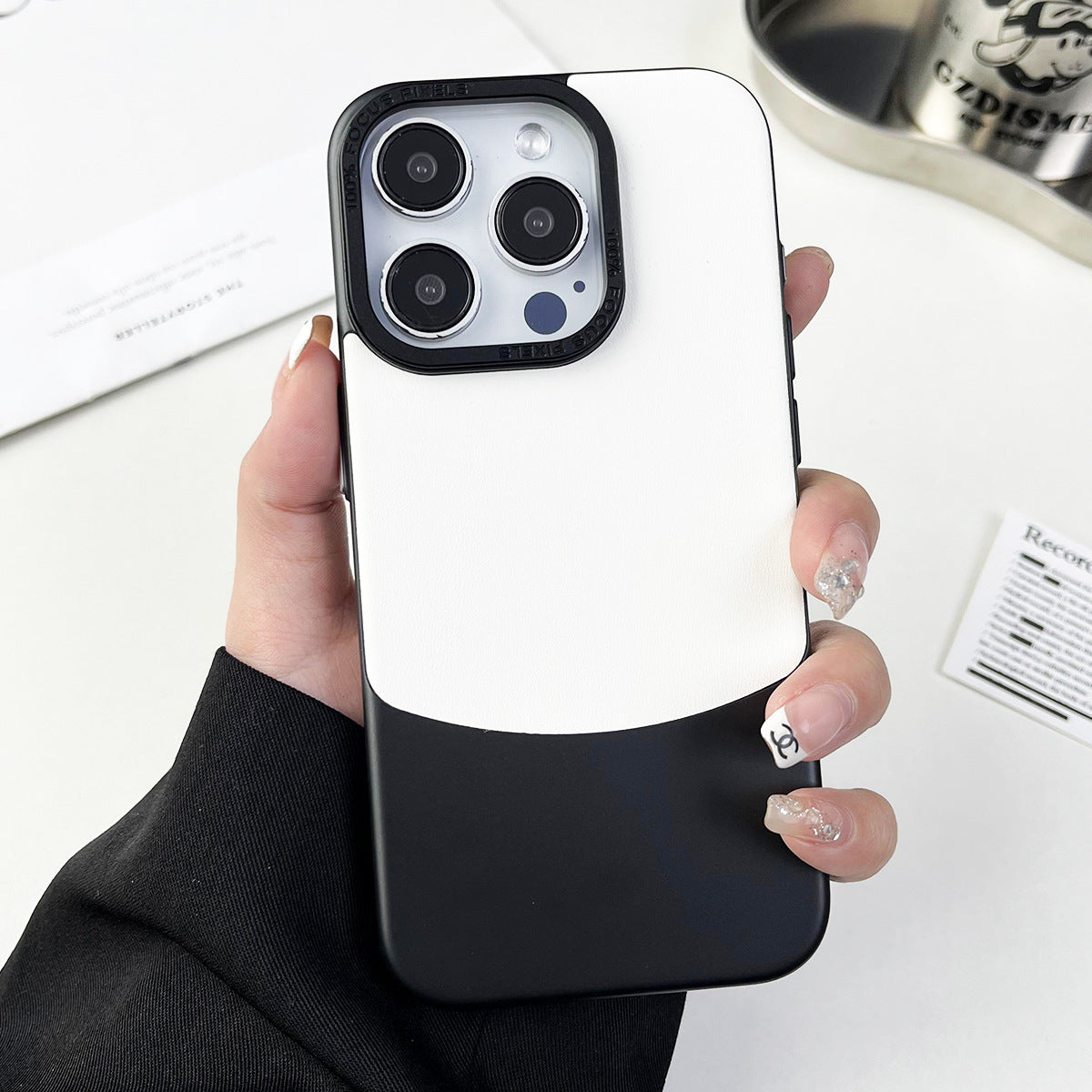 For iPhone 14 Pro Max Slim Case Anti-Drop Nappa Texture PU+PC Phone Cover