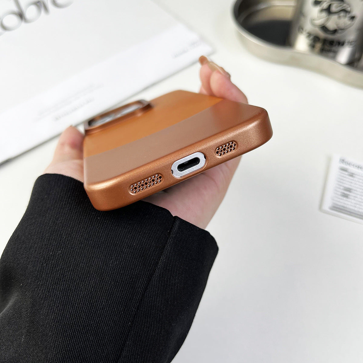 For iPhone 13 Pro 6.1 inch Cell Phone Cases Nappa Texture PU Leather Coated PC Cover