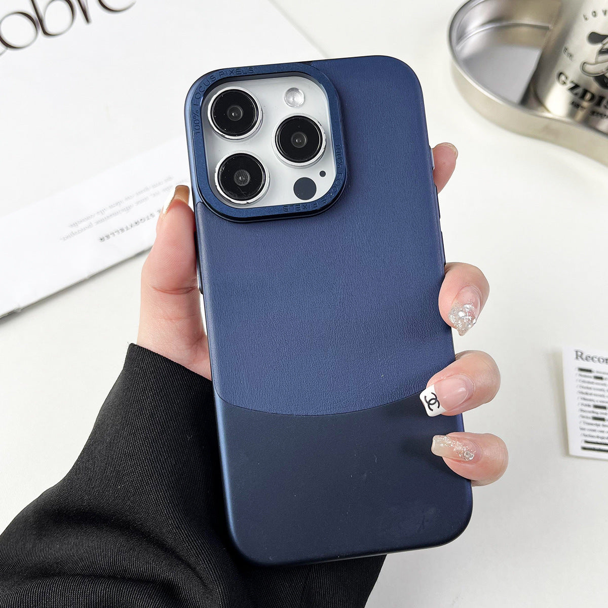 For iPhone 13 Pro 6.1 inch Cell Phone Cases Nappa Texture PU Leather Coated PC Cover