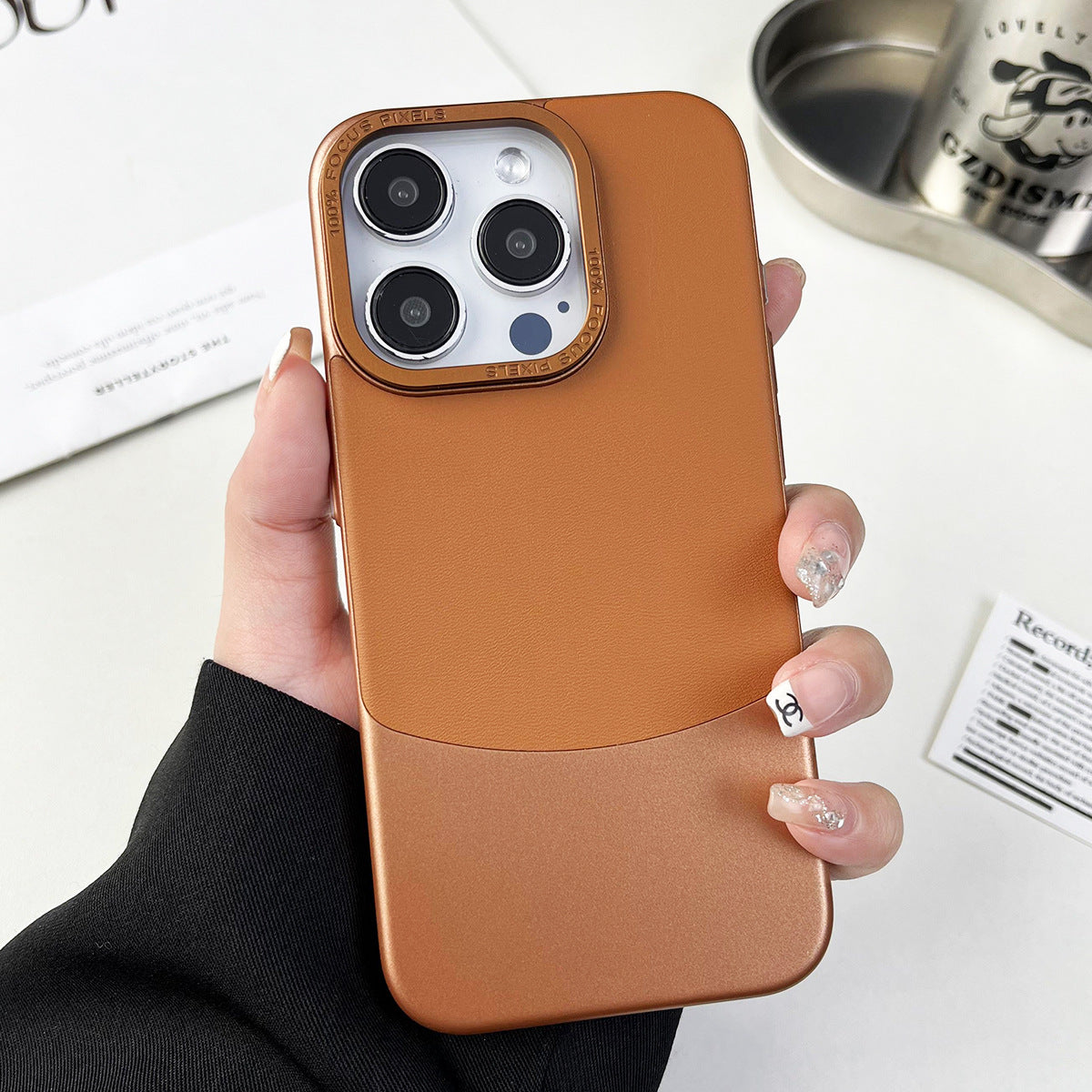 For iPhone 13 Pro 6.1 inch Cell Phone Cases Nappa Texture PU Leather Coated PC Cover