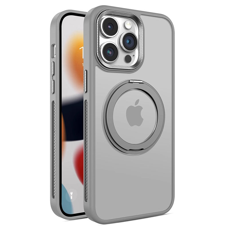 For iPhone 13 Pro Max Magnetic Case Rotary Ring Kickstand PC+TPU Protective Phone Cover