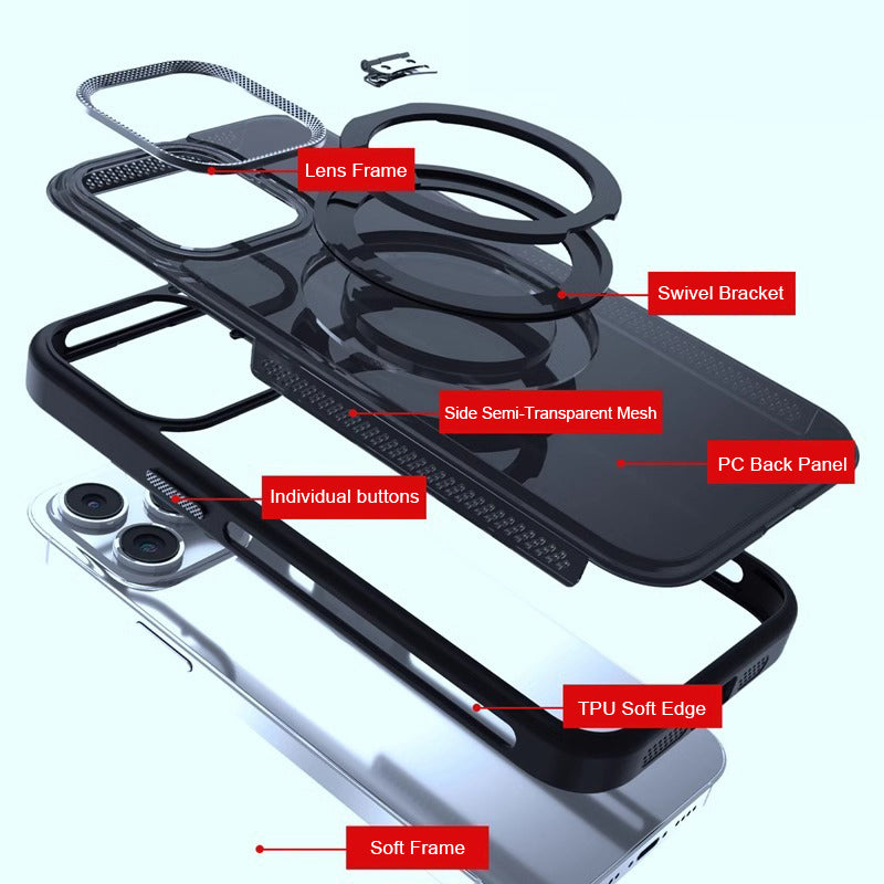 For iPhone 14 Pro Max Magnetic Phone Case Rotary Ring Kickstand Anti-drop PC+TPU Cover
