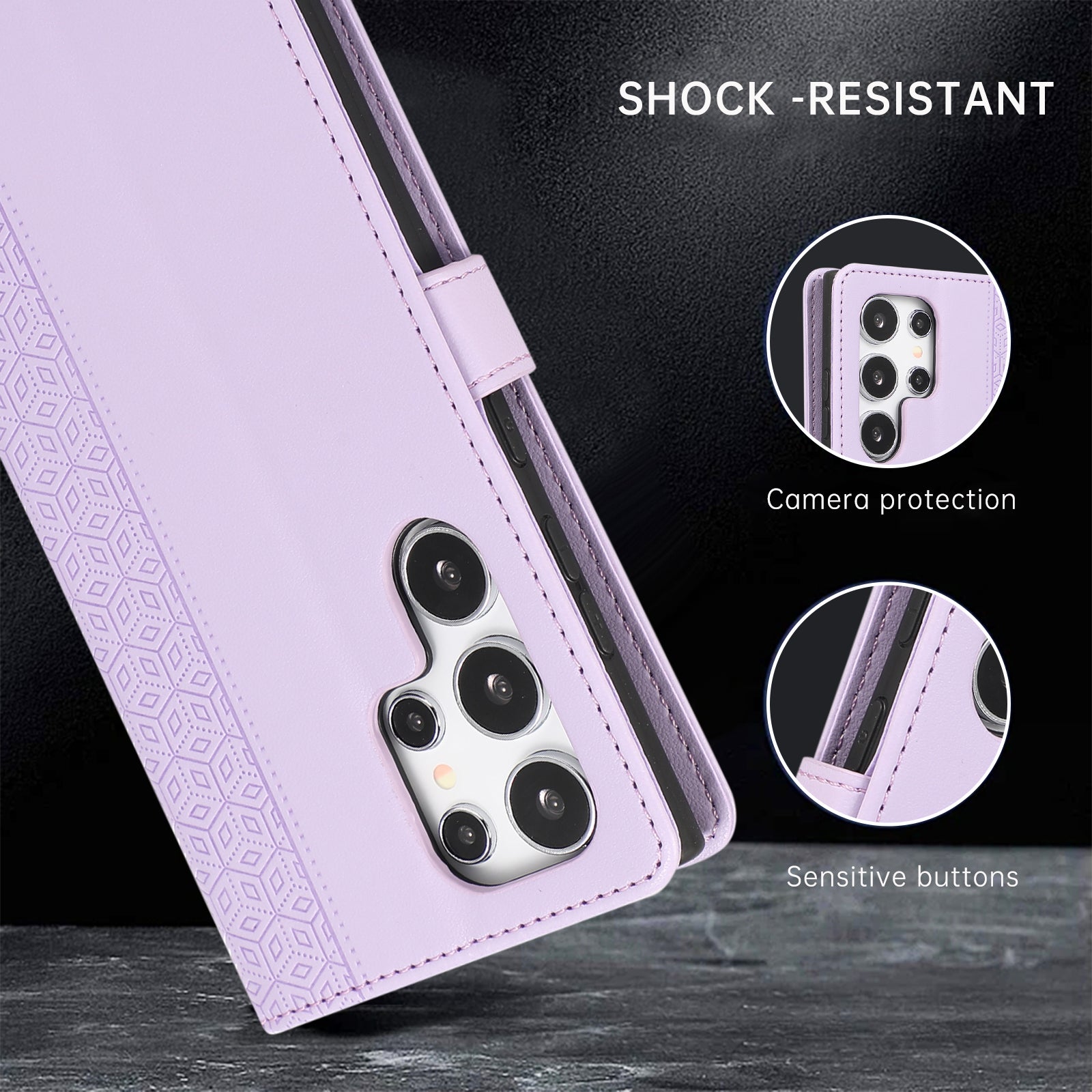 R20 for Samsung Galaxy S23 Ultra Case Splicing Rhombus PU Leather Stand Wallet Cover