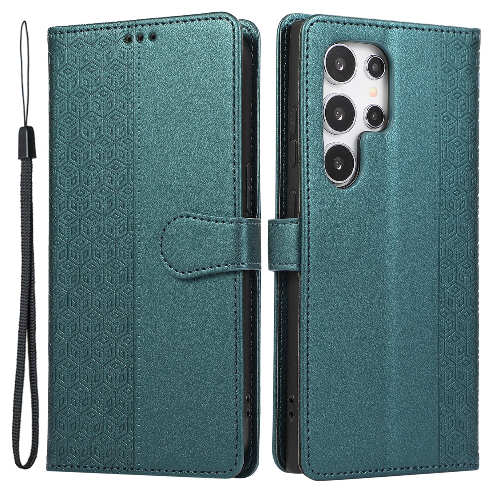 R20 for Samsung Galaxy S23 Ultra Case Splicing Rhombus PU Leather Stand Wallet Cover