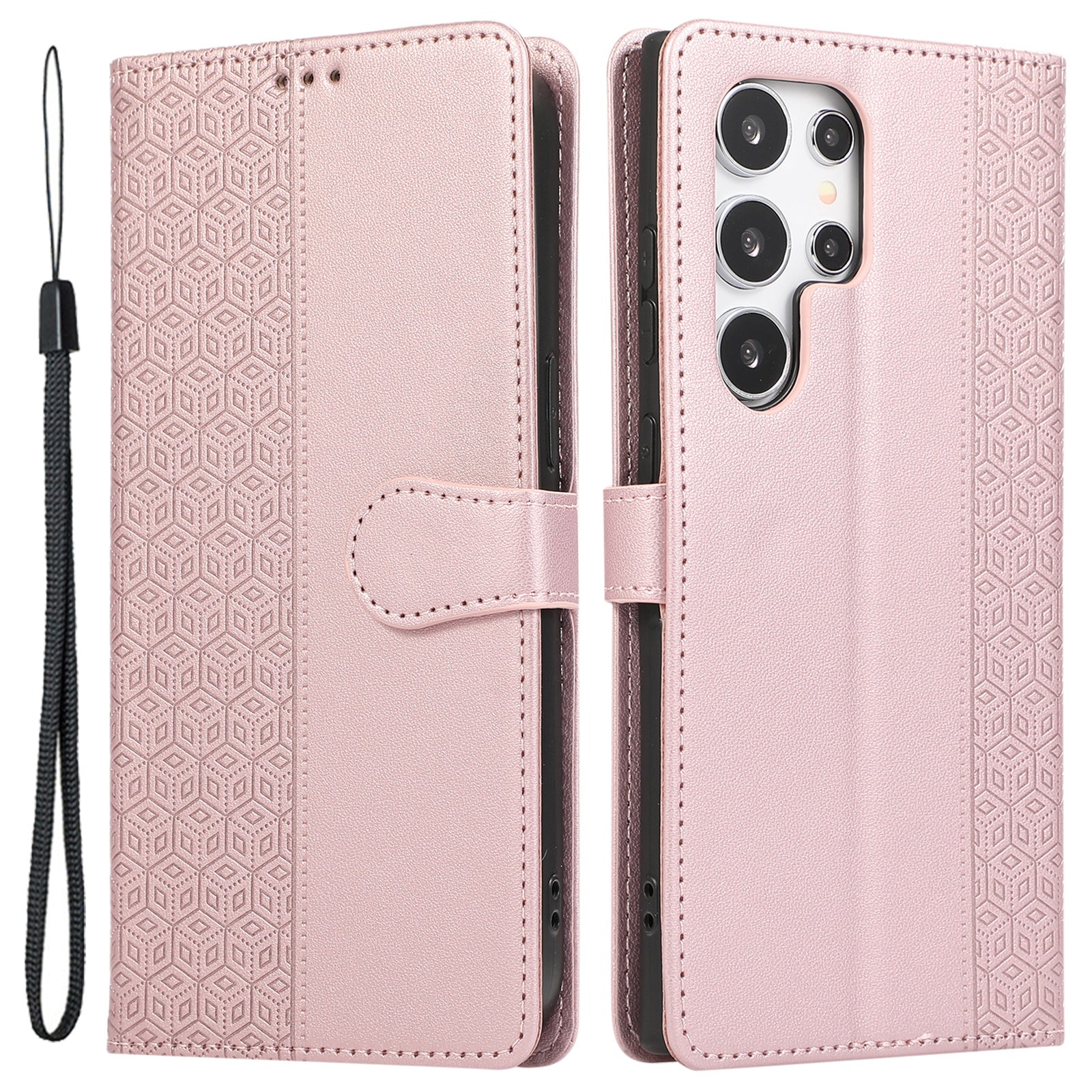 R20 for Samsung Galaxy S23 Ultra Case Splicing Rhombus PU Leather Stand Wallet Cover