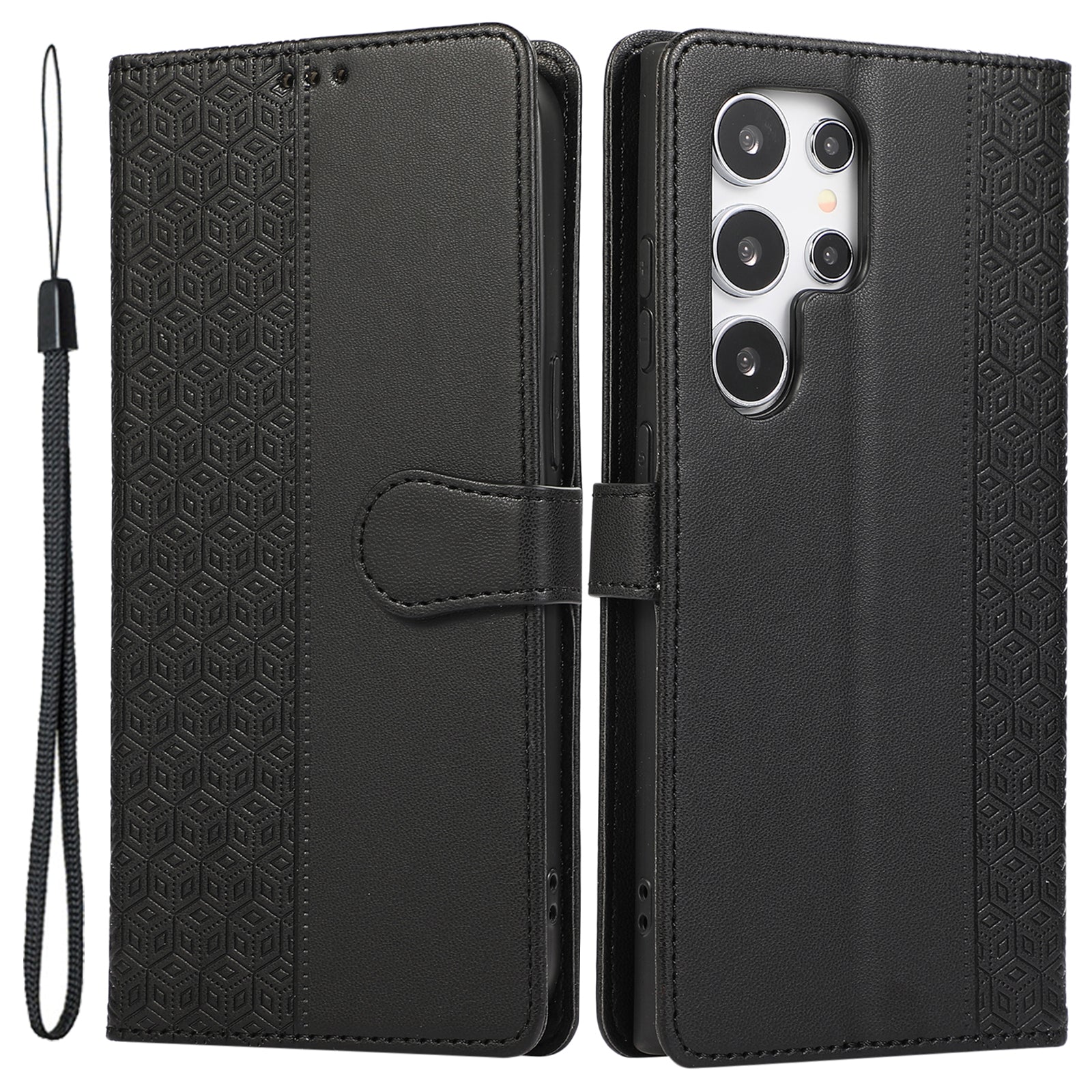 R20 for Samsung Galaxy S23 Ultra Case Splicing Rhombus PU Leather Stand Wallet Cover