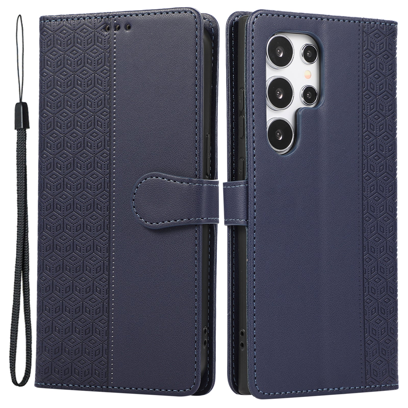 R20 for Samsung Galaxy S23 Ultra Case Splicing Rhombus PU Leather Stand Wallet Cover