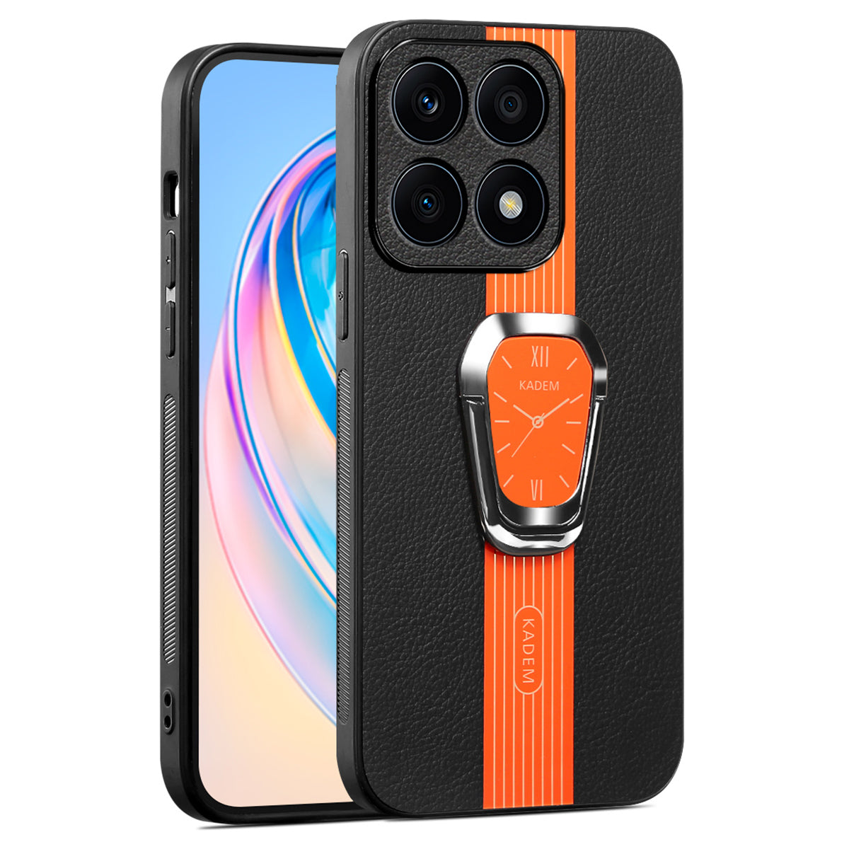 KADEM For Honor X8b 4G Case Leather Coated TPU+Acrylic Back Phone Cover with Kickstand