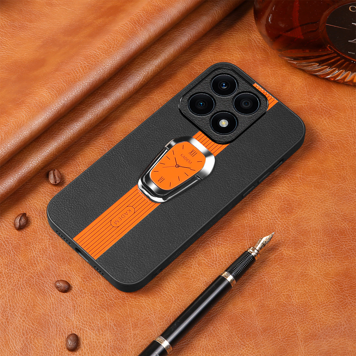 KADEM For Honor X8b 4G Case Leather Coated TPU+Acrylic Back Phone Cover with Kickstand