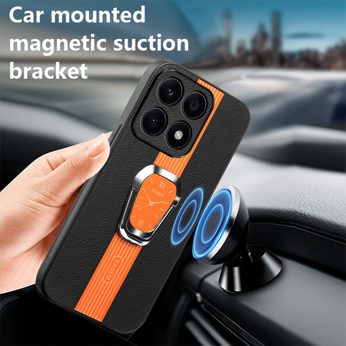 KADEM For Honor X8b 4G Case Leather Coated TPU+Acrylic Back Phone Cover with Kickstand