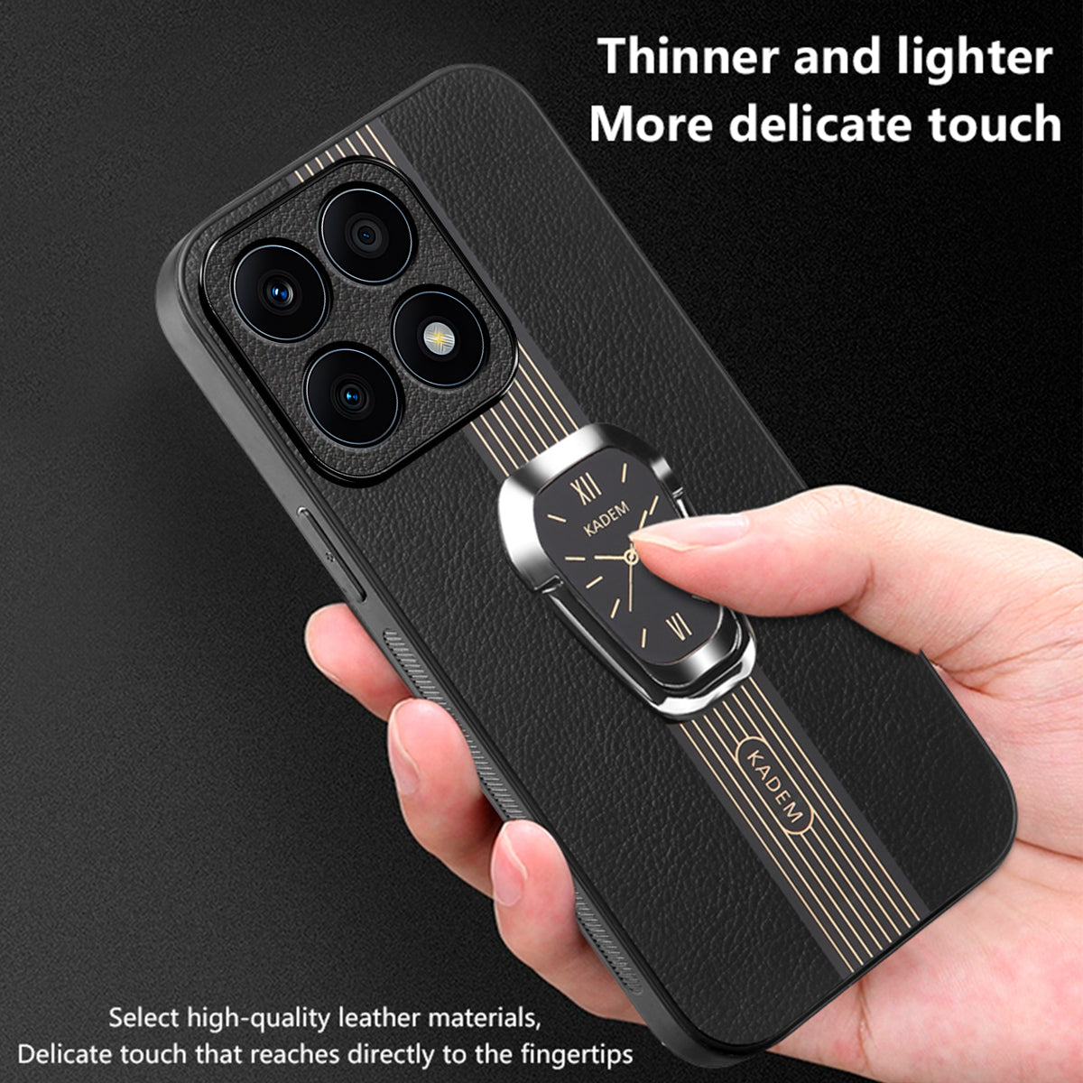 KADEM For Honor X8b 4G Case Leather Coated TPU+Acrylic Back Phone Cover with Kickstand