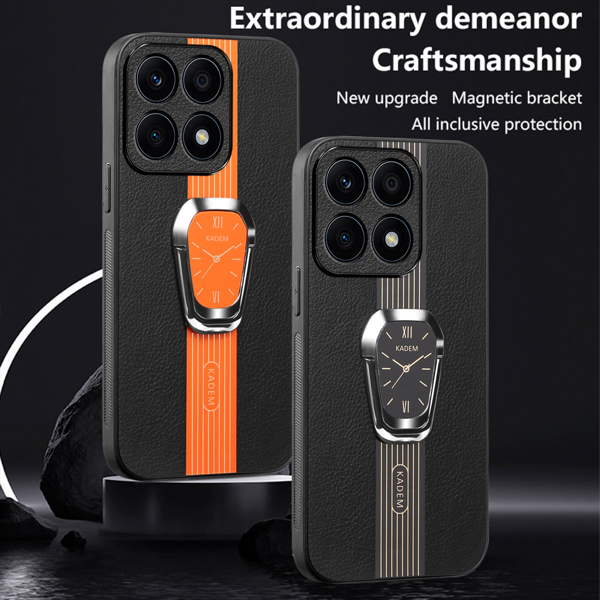 KADEM For Honor X8b 4G Case Leather Coated TPU+Acrylic Back Phone Cover with Kickstand