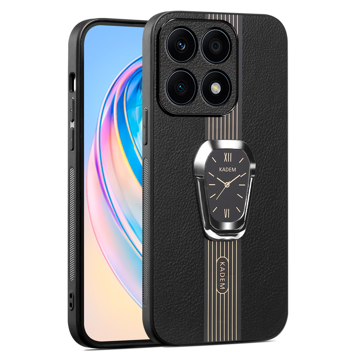 KADEM For Honor X8b 4G Case Leather Coated TPU+Acrylic Back Phone Cover with Kickstand