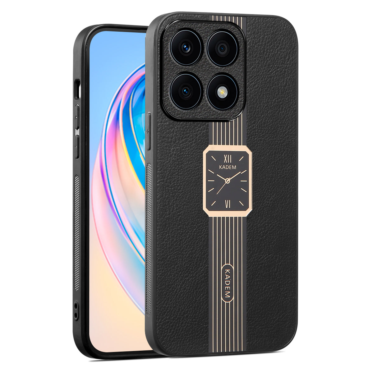 KADEM For Honor X8b 4G Phone Case Electroplating Leather Coated TPU+Acrylic Cover