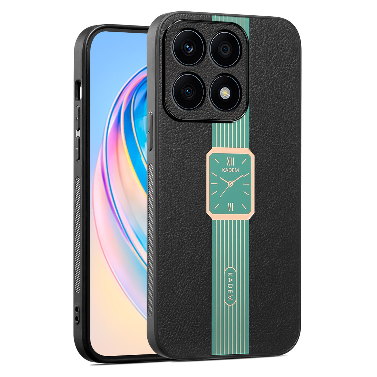 KADEM For Honor X8b 4G Phone Case Electroplating Leather Coated TPU+Acrylic Cover