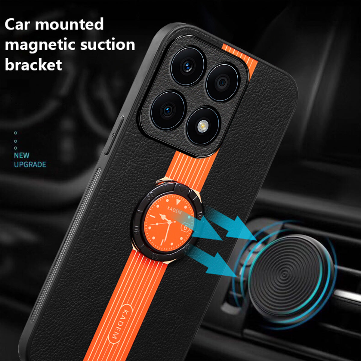 KADEM For Honor X8b 4G Case Electroplating Leather+Acrylic+TPU Cover Magnetic Car Mount
