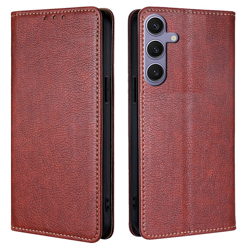 For Samsung Galaxy S23 FE Anti-scratch Case Wallet Card Slots PU Leather Magnetic Cell Phone Cover