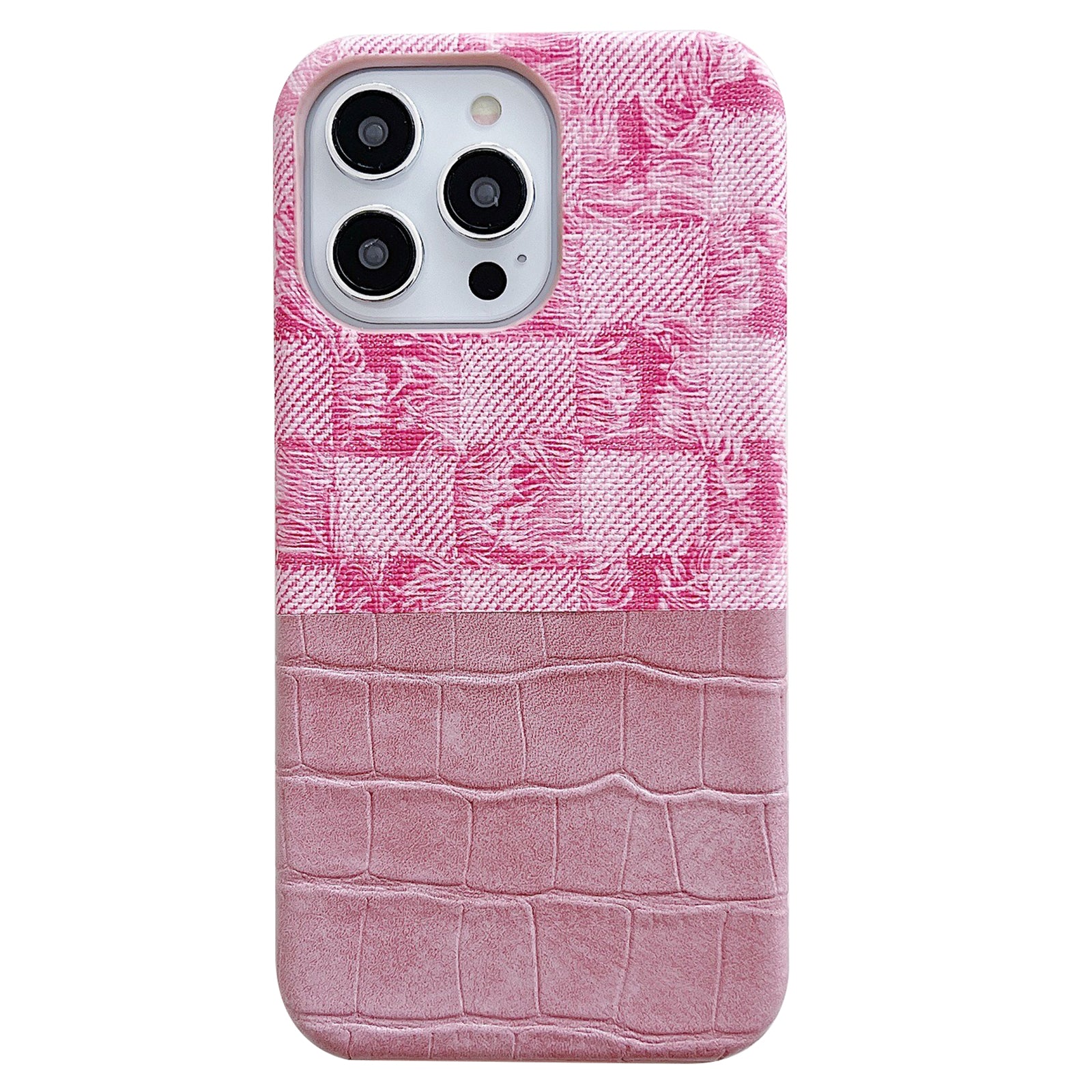 For iPhone 13 Pro Max Phone Case Crocodile Texture Splicing Retro PU Leather+PC Phone Cover