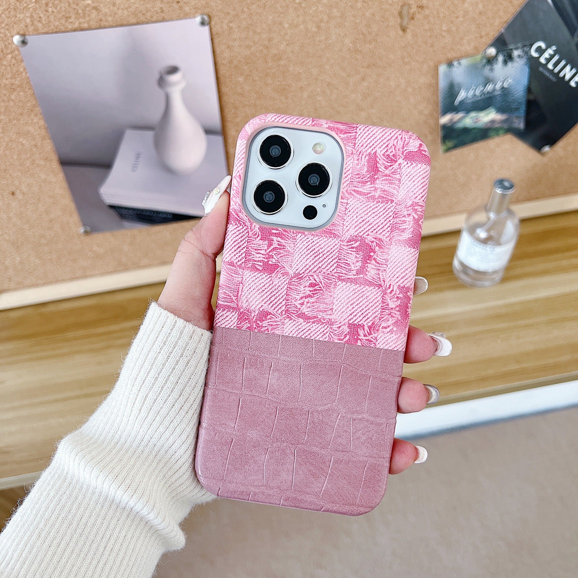 For iPhone 13 Pro Max Phone Case Crocodile Texture Splicing Retro PU Leather+PC Phone Cover
