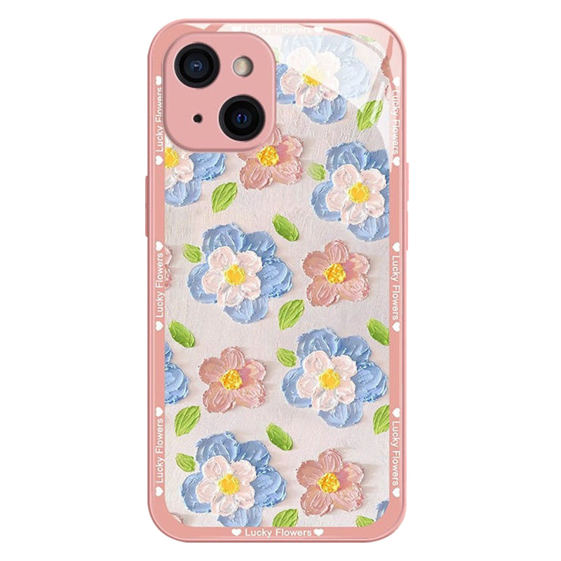 For iPhone 15 Case Oil Painting Floral Pattern Phone Back Shell