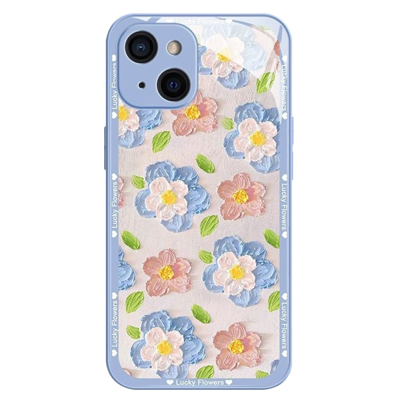 For iPhone 15 Case Oil Painting Floral Pattern Phone Back Shell
