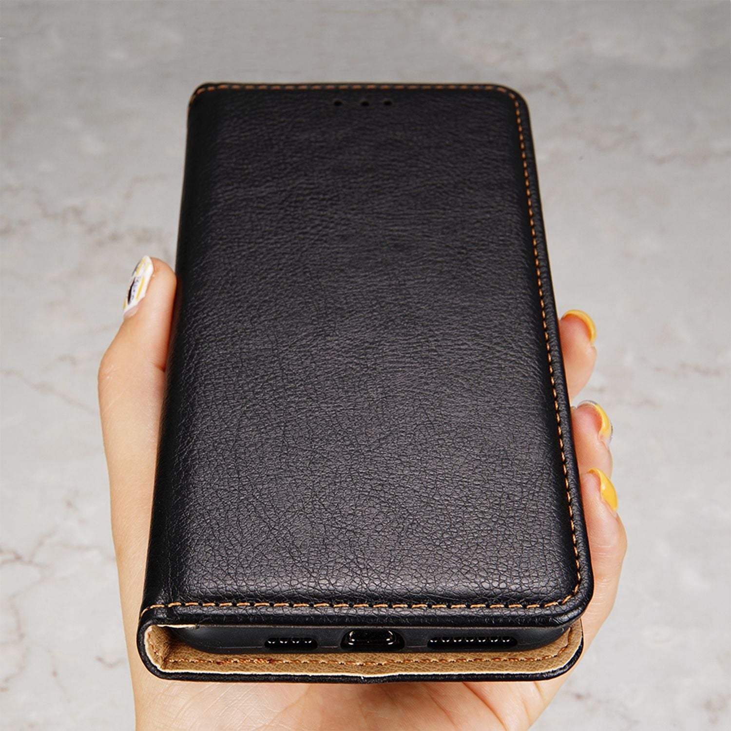 For Realme GT5 Pro 5G Case Leather Magnetic Closing Solid Color Phone Cover