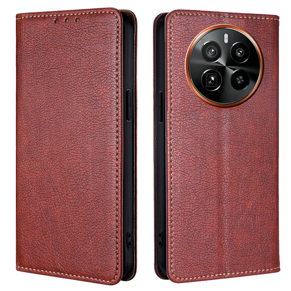 For Realme GT5 Pro 5G Case Leather Magnetic Closing Solid Color Phone Cover