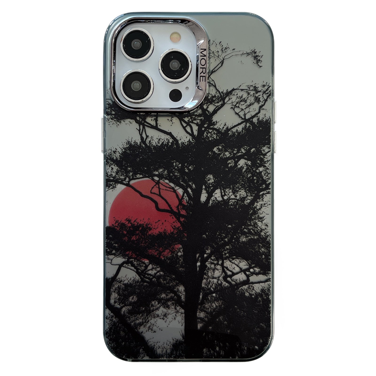 For iPhone 13 Pro Electroplating Case PC+TPU Phone Cover Tree Sunset Pattern