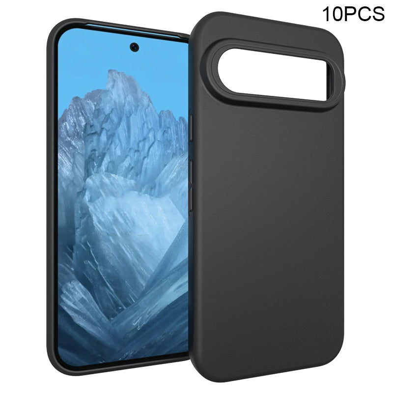 10Pcs / Set for Google Pixel 9 Matte Mobile Phone Case Black TPU Shockproof Phone Back Cover