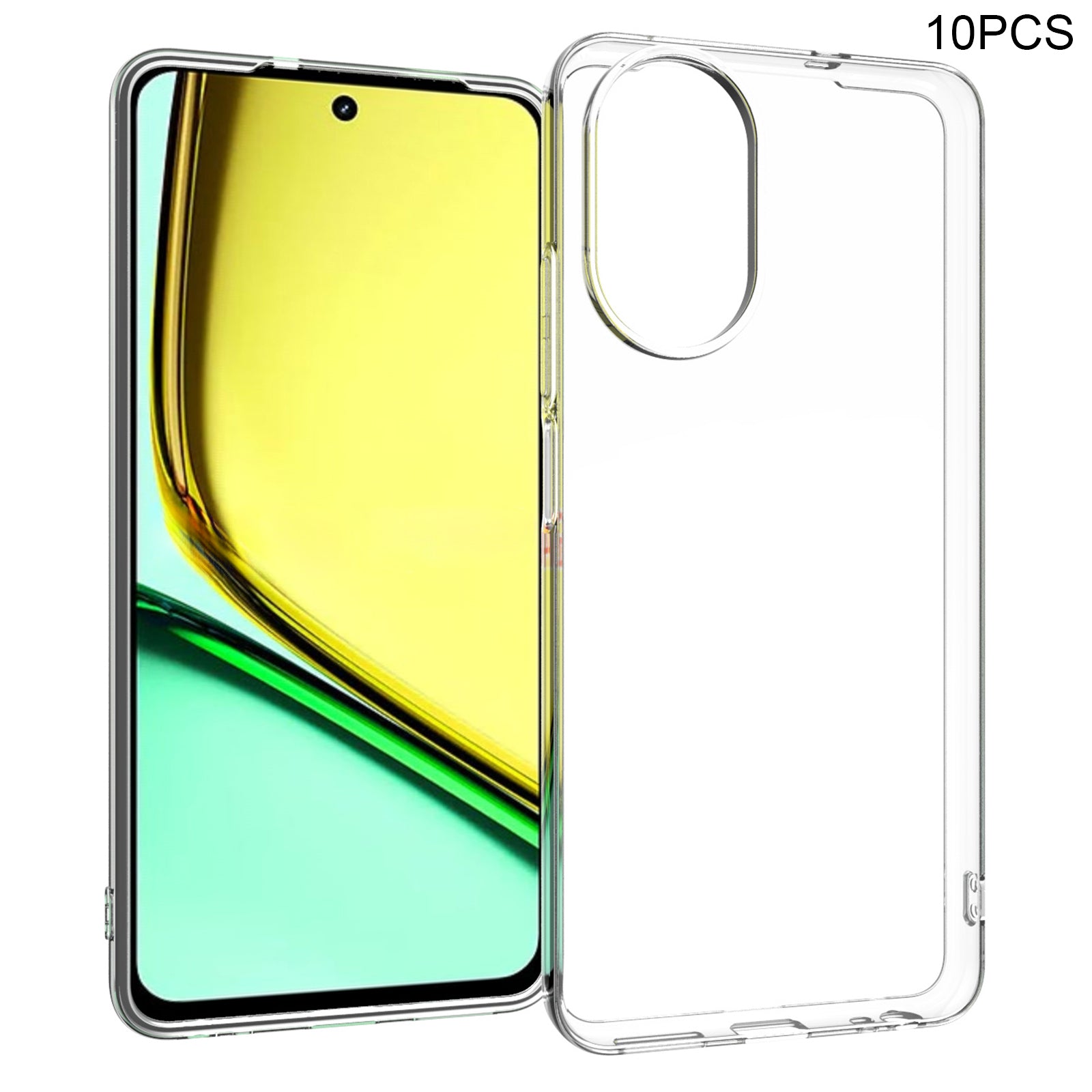 10Pcs / Pack For Realme C67 4G Case Watermark-Free Anti-drop TPU Phone Cover with Lanyard Hole