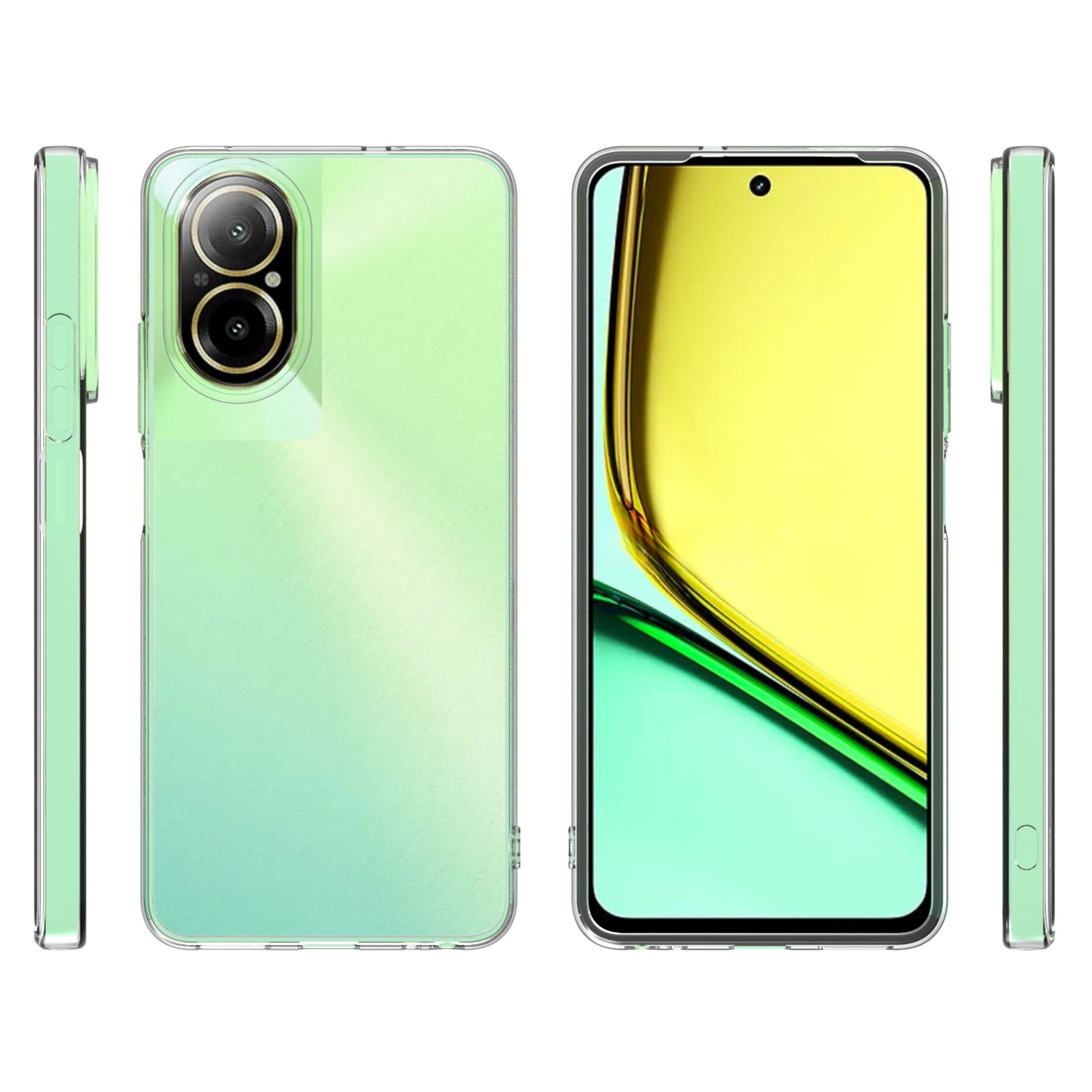 10Pcs / Pack For Realme C67 4G Case Watermark-Free Anti-drop TPU Phone Cover with Lanyard Hole