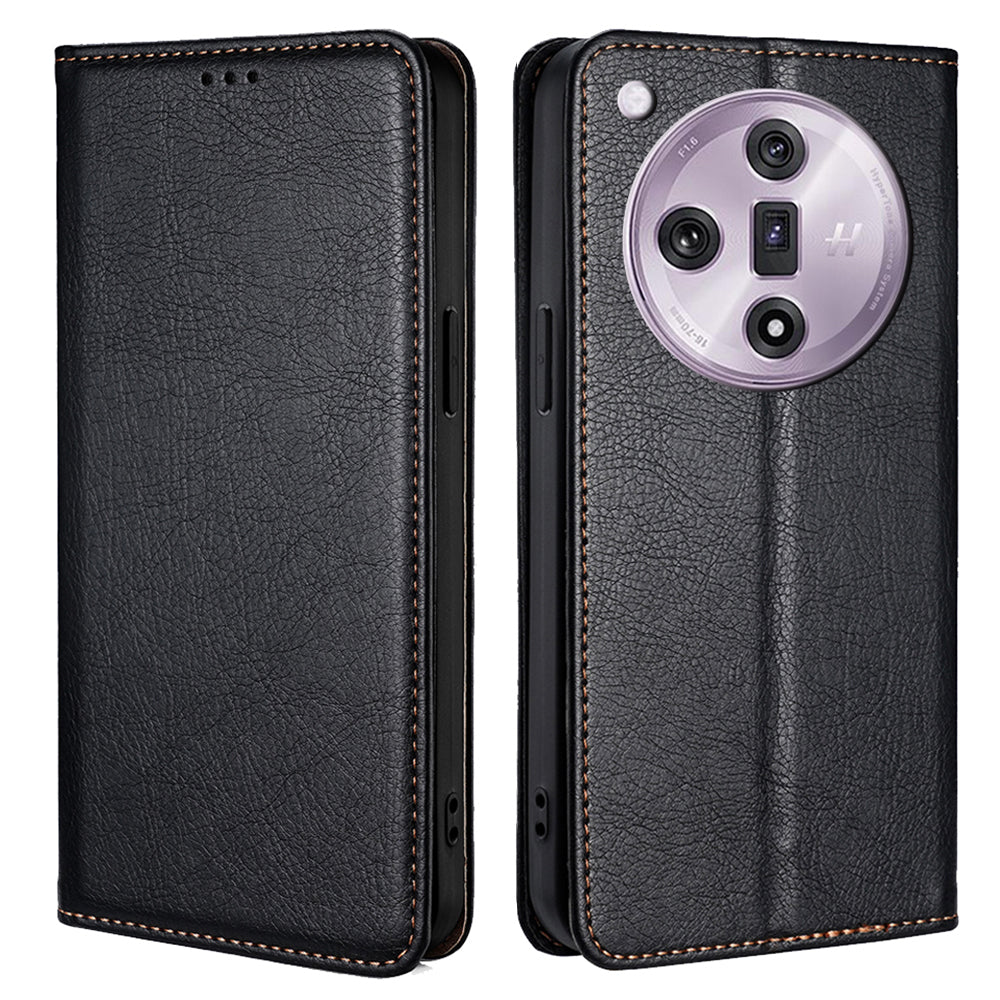 For Oppo Find X7 5G Leather Case Solid Color Magnetic Flip Phone Cover