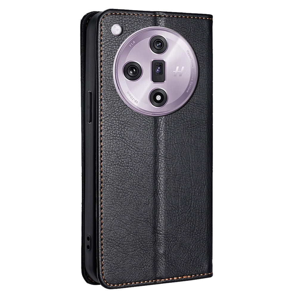 For Oppo Find X7 5G Leather Case Solid Color Magnetic Flip Phone Cover