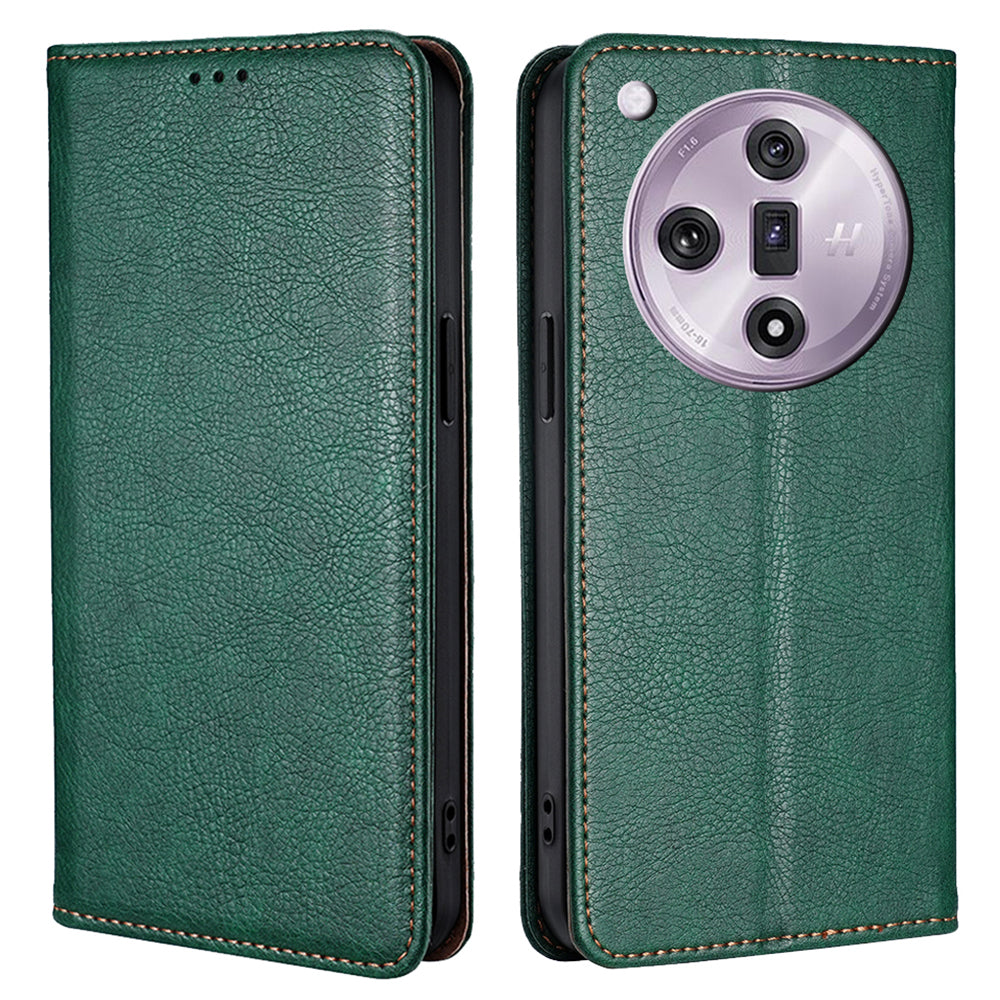 For Oppo Find X7 5G Leather Case Solid Color Magnetic Flip Phone Cover