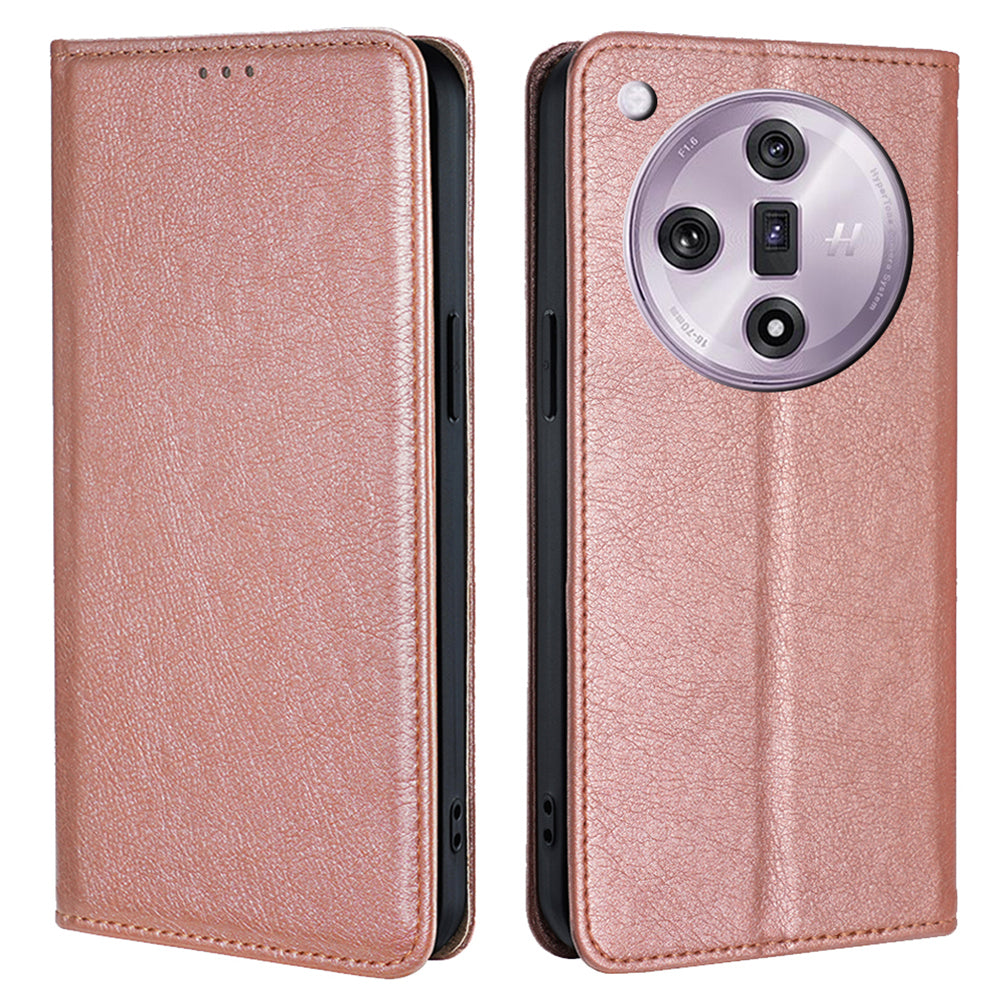 For Oppo Find X7 5G Leather Case Solid Color Magnetic Flip Phone Cover